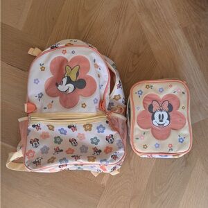 Disney Floral Kids Backpack and Lunchbox - Cream and Orange